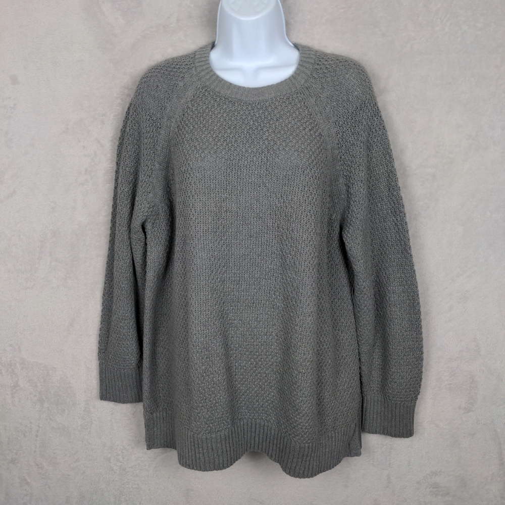 NWT Old Navy Tunic Sweater Women Medium Gray Cotton Crew Neck Minimalist Casual
